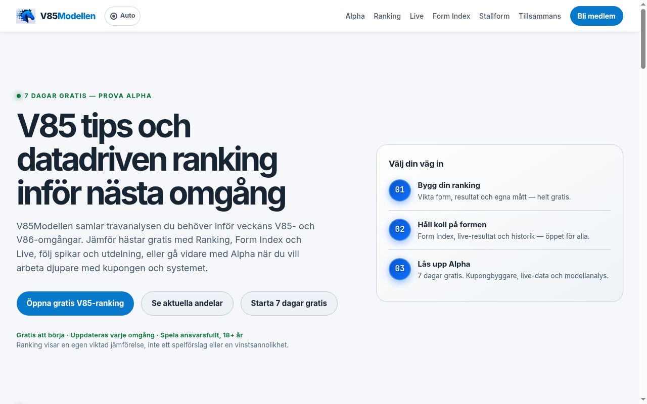 v85modellen.se — screenshot